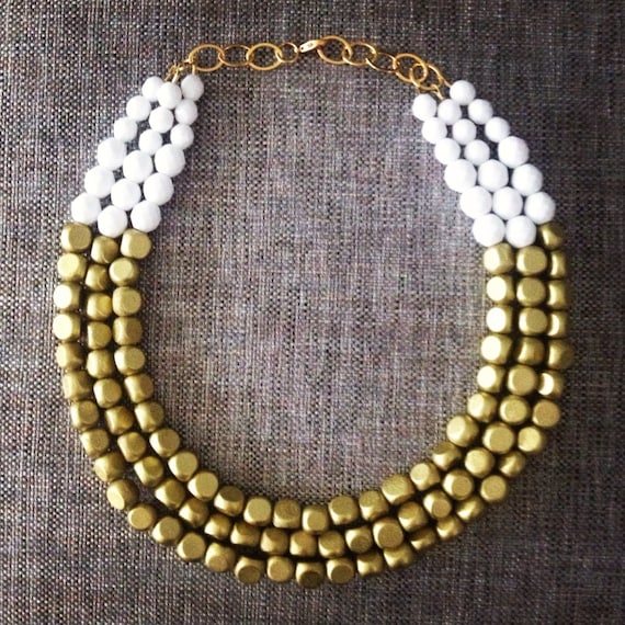 Gorgeous Gold and Opaque White Necklace