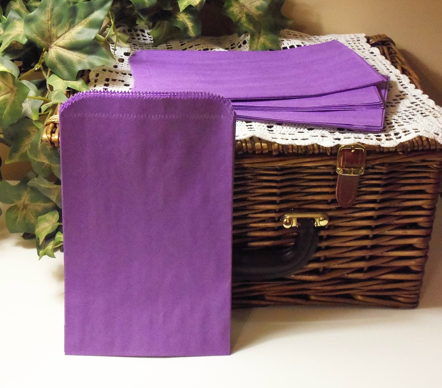 Purple Paper Bag 100 Purple 6x9 Paper Gift Bags Merchandise