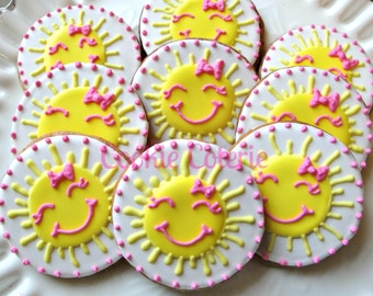 You Are My Sunshine Cookies Decorated Sun Cookies Birthday Cookie Favors