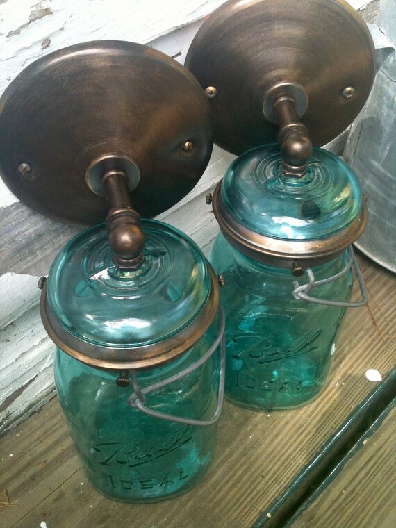 Items similar to Ball brand antique canning jar wall sconce on Etsy