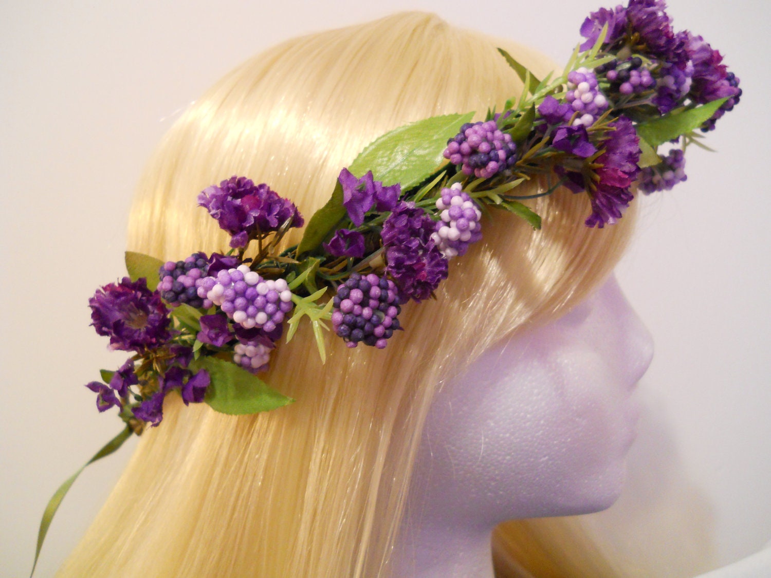 Flower Crown Head Wreath Purple Lavender Berry Flowers