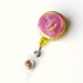 Pink Yellow - Designer Badge Reel - Hand Painted Badge Holder - Unique Badge Reel - BadgeBlooms