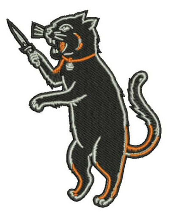 Cat Fink Iron On Black Cat Patch Switchblade by PsychoSwami