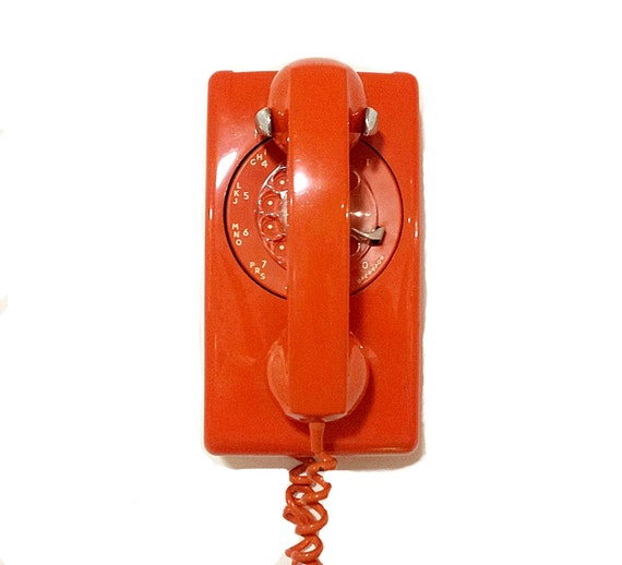 Orange Rotary Wall Phone Display