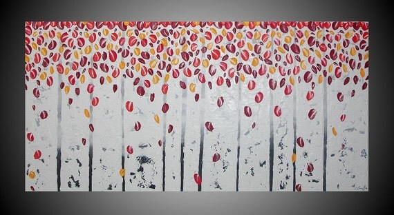 Quadri astratto pittura dipinto alberi acrilica di acrylkreativ