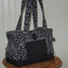 Handmade quilted tote purse in fun black and white fabrics