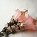 Peach Flower Earrings, Lucite Flower Earrings, Flower Dangle Earrings with Czech Glass Crystals, Antique Brass Accents. Fall Fashion. FDE7