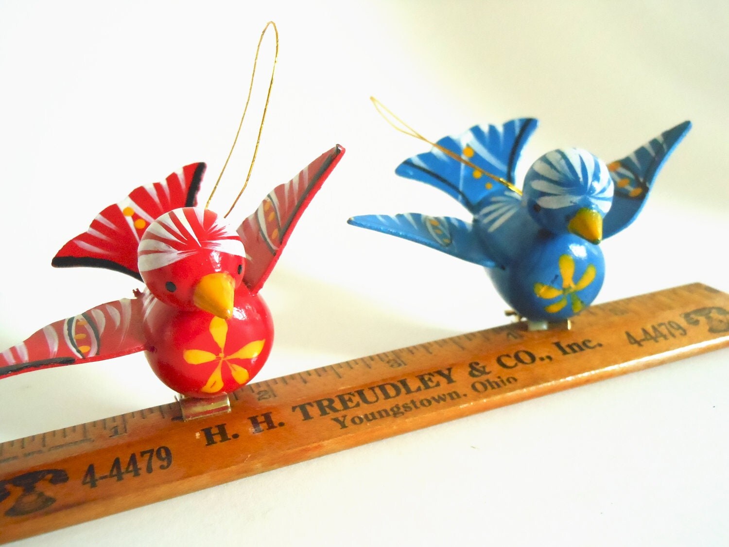 Wooden Bird Christmas Ornaments with Clips