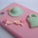 Resin Cabochon Set: Green Hat Bowknot, Bag & Pink Glasses Flowers, Flatbacks, Bling Decors Charms, 1 set - Decoden Supplies by PengWorkshop