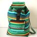 Tribal Fabric Backpack, Latin American, Peru, Bright Green Stripes