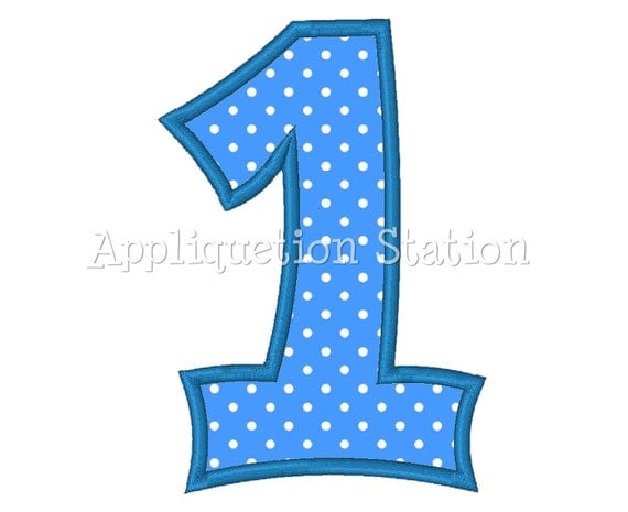 number one plain 1st birthday applique machine embroidery