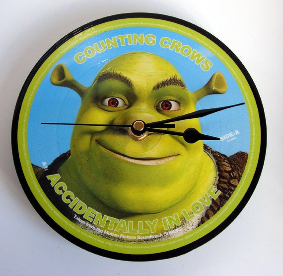 Items similar to SHREK Vinyl Record CLOCK made from recycled 7" Picture