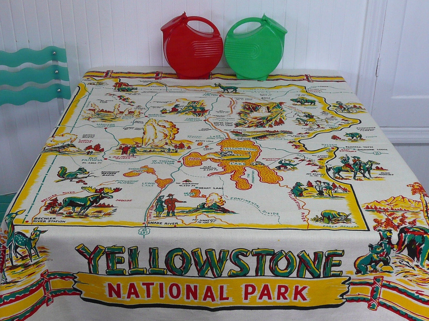 Web at yellowstone national park lodges, we offer our guests many different shopping opportunities. NICE Yellowstone Tablecloth Vintage National Park Souvenir
