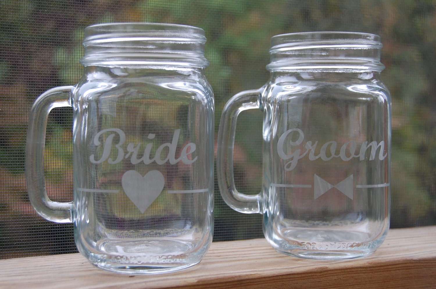 Personalized Mason Jar Drinking Glasses Set of 2 by thefancypigeon