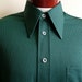 vintage 60's/70's Carl Michaels medium big collar fine rib knit men's/unisex long sleeve collar button up shirt, white green plaid accent