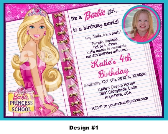 Items similar to Barbie Princess Charm School invitation ...