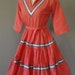 RESERVED BILLIE 50s Coral Turquoise and Silver Circle Swing Squaw Dress