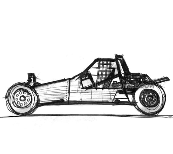 Racing Dune Buggy Print of my original sketch by ULTRASONICBOOM