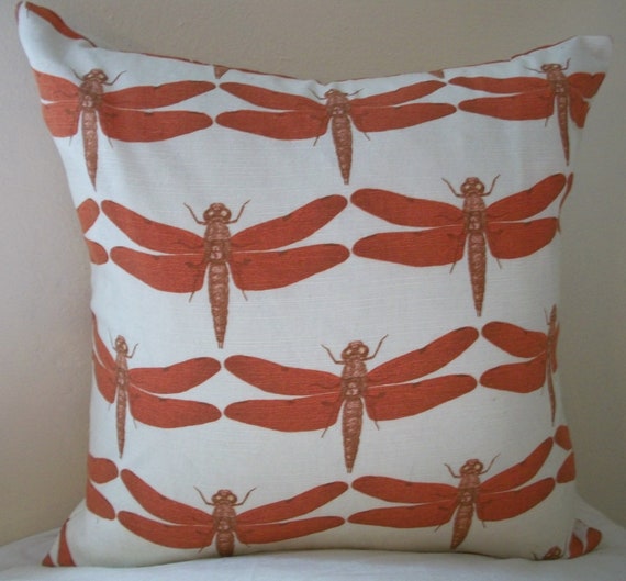 16 x 16 Dark Orange Insect Pillow Cover by EdwardJohnHomeDecor