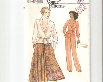 Vintage UNCUT Vogue Sewing Pattern for Skirt, Pants and Top, Sz 14, 1980s