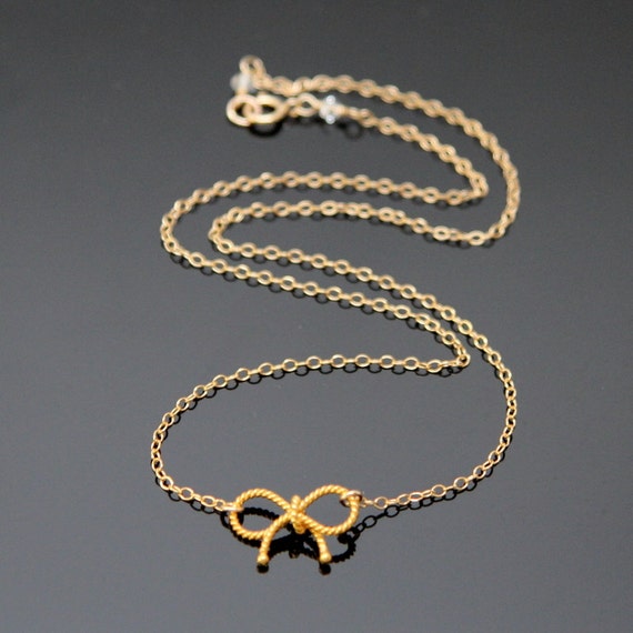 Gold RIBBON Necklace Gold Filled and Vermeil Small by NeliaKJewels