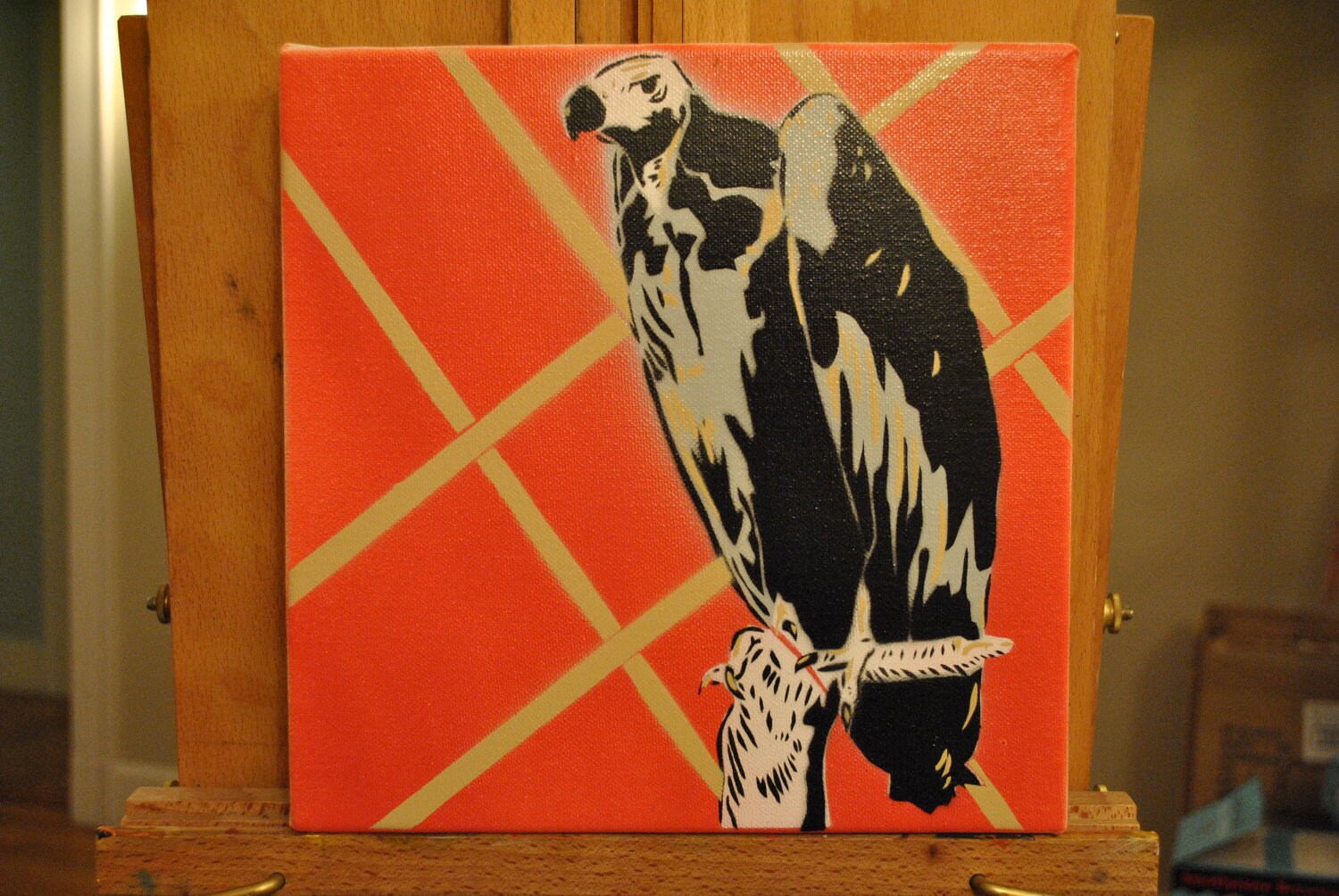 Perched Vulture spray paint stencil painting on by mattkuhlman