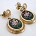 Vintage, Avon Dangle Earrings, Gold and Black with a pretty, Pink Rose