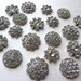 20 pc Collection Assortment QUALITY Metal Rhinestone Silver Button Embellishments NO SHANK