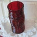 Red Swirl and Bent Looking Glass Vase