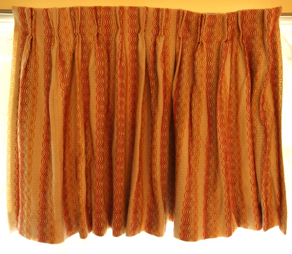 Orange 1960s 70s Vintage Curtains 4 Pleated and Lined Panels