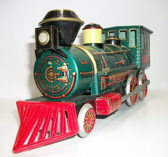 Tin Toy Trade Mark Modern Toys Western Train by TinkrGems on Etsy