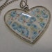 Broken China Mosaics-CHINTZ CHINA Large Mosaic Heart Pendant - Vintage China - Blue Chintz Roses - Broken China Heart Pendant