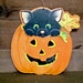 vintage halloween decoration: hanging pumpkin with black cat