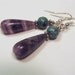 Genuine Amethyst Teardrop Earrings, Genuine Amethyst Turquoise Earrings, Amethyst Turquoise Jewelry