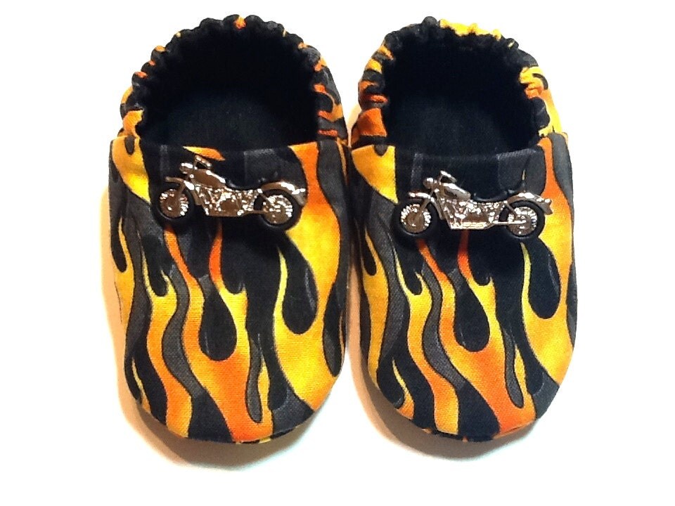 Motorcycle Baby Boy Shoes with Flames