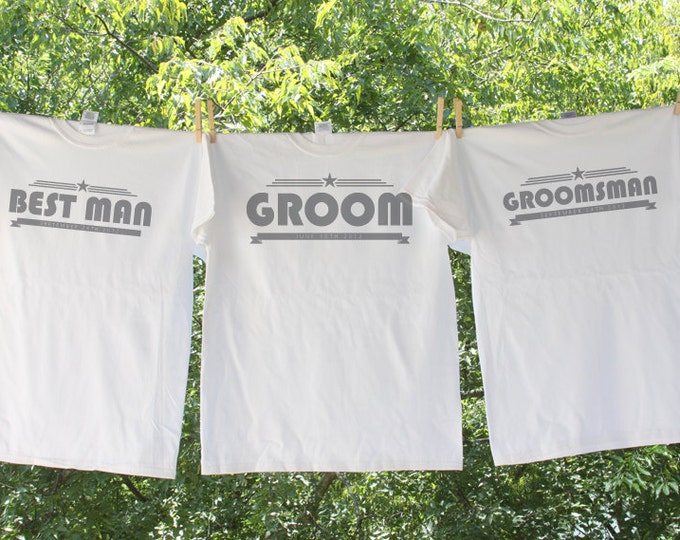 Groomsmen Group Retro Personalized Shirts - Bachelor Party or Bridal Party Set of 4