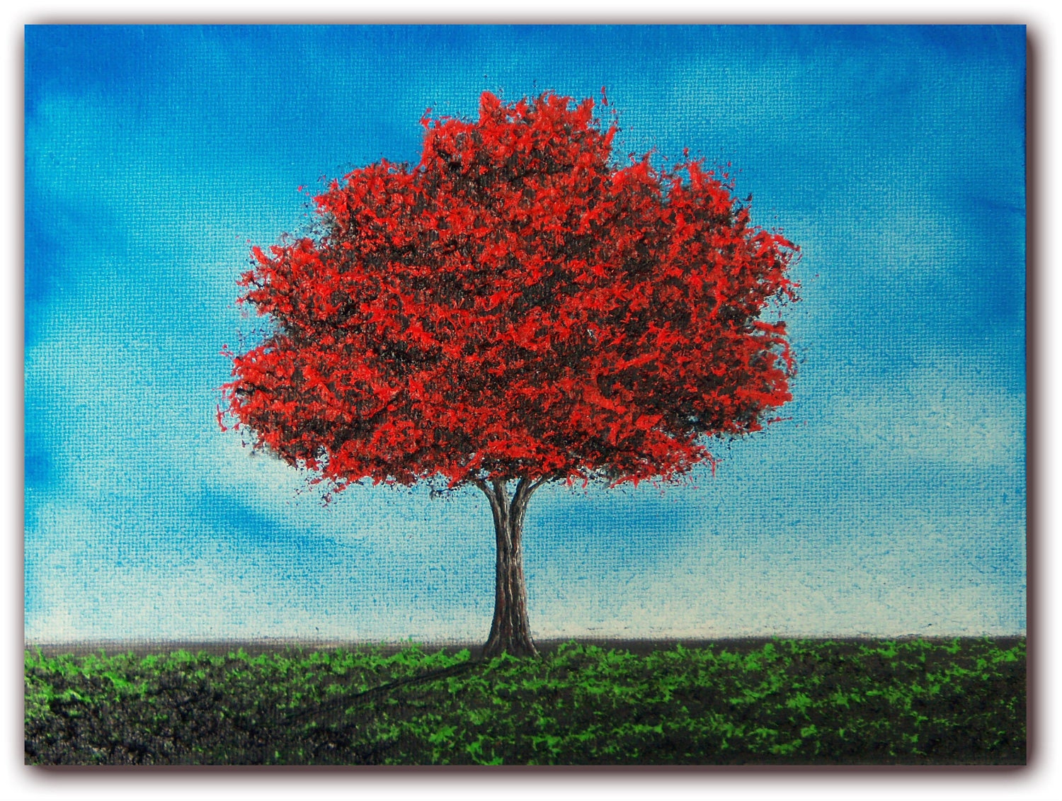 Olivias Loft | Red Tree Acrylic Painting on Canvas 