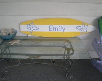 4 Foot Surfboard wall art, Beach decor wall hanging (Will personalize for free) kids room sign