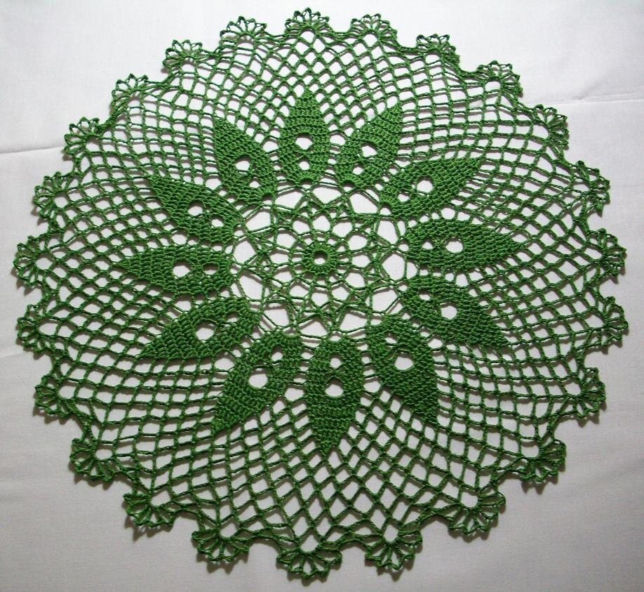 Handmade grass green crochet doily doilies by RosesSecretGarden