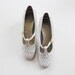 Vintage White Leather Heels -T bar -Woven Leather -Made in Italy -Size 7.5 B