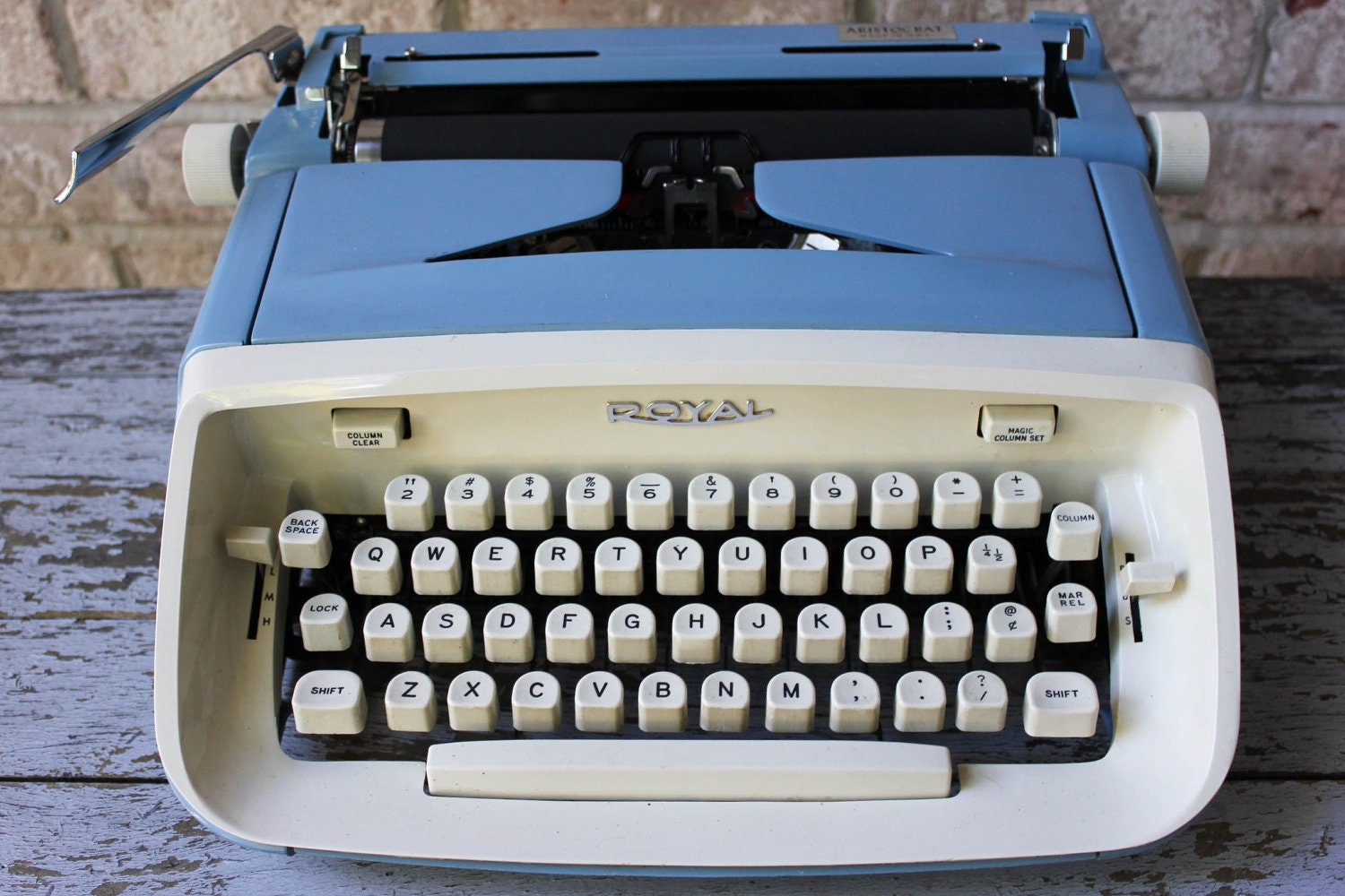 ROYAL ARISTOCRAT blue manual typewriter 1960s working