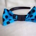 Hair Bow Headband - Blue and Black Polka Dots