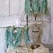 Shabby chic rusty raw lampshades with aqua sea foam tattered ribbon Anita Spero