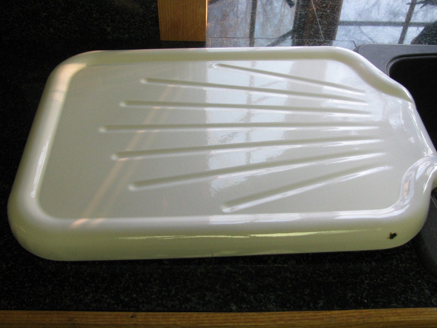 Vintage Tepco White Porcelain Enamel Drain Board Kitchen