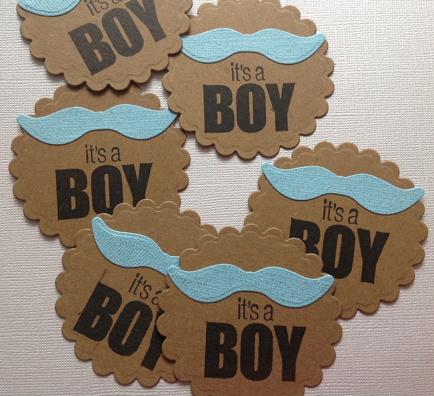 It's A Boy Mustache Baby Shower Tags Set of 12