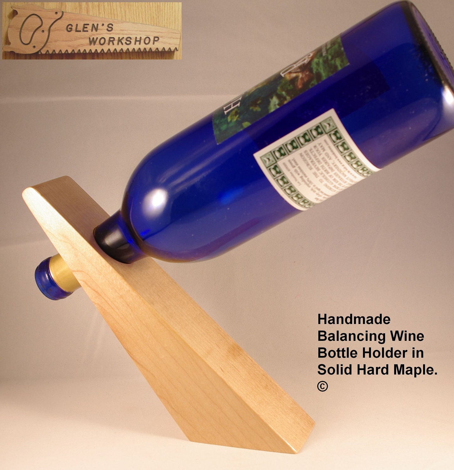 Wine Bottle Bottle Holder Handmade Balancing Holder in solid