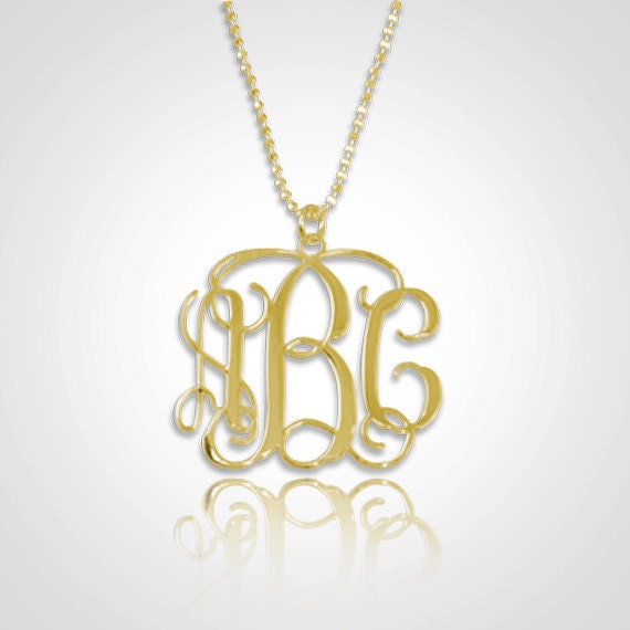 Items similar to Monogram Necklace Personalized Monogram Necklace in ...