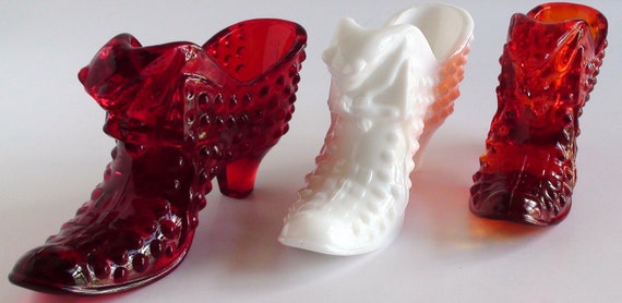 Vintage Fenton Ruby Red Glass Shoe