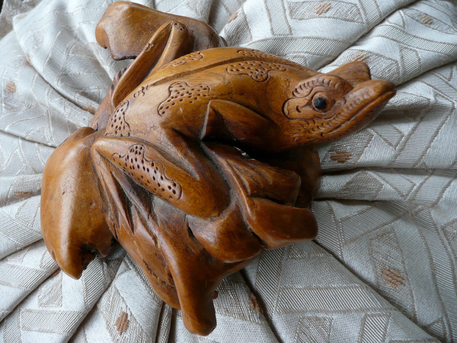 Vintage Carved Frog Hand Carved Frog Wooden Frog Hand