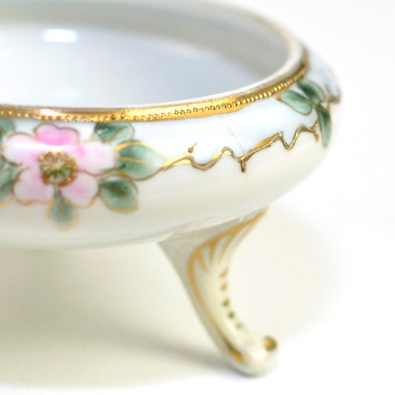 Noritake Nippon Footed Dish Porcelain Bowl Hand Painted